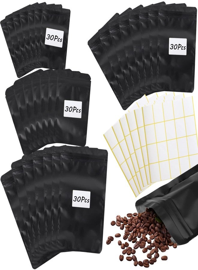 HMIEPRS HMIEPRS 120PCS Mylar Bags Matte Black, Smell Proof Bags Foil Packaging Pouch Stand Up with 120PCS Sticky Labels, Resealable Bags Coffee Bean for Food Self Sealing, Matte Black（Assorted Sizes） - Image 1